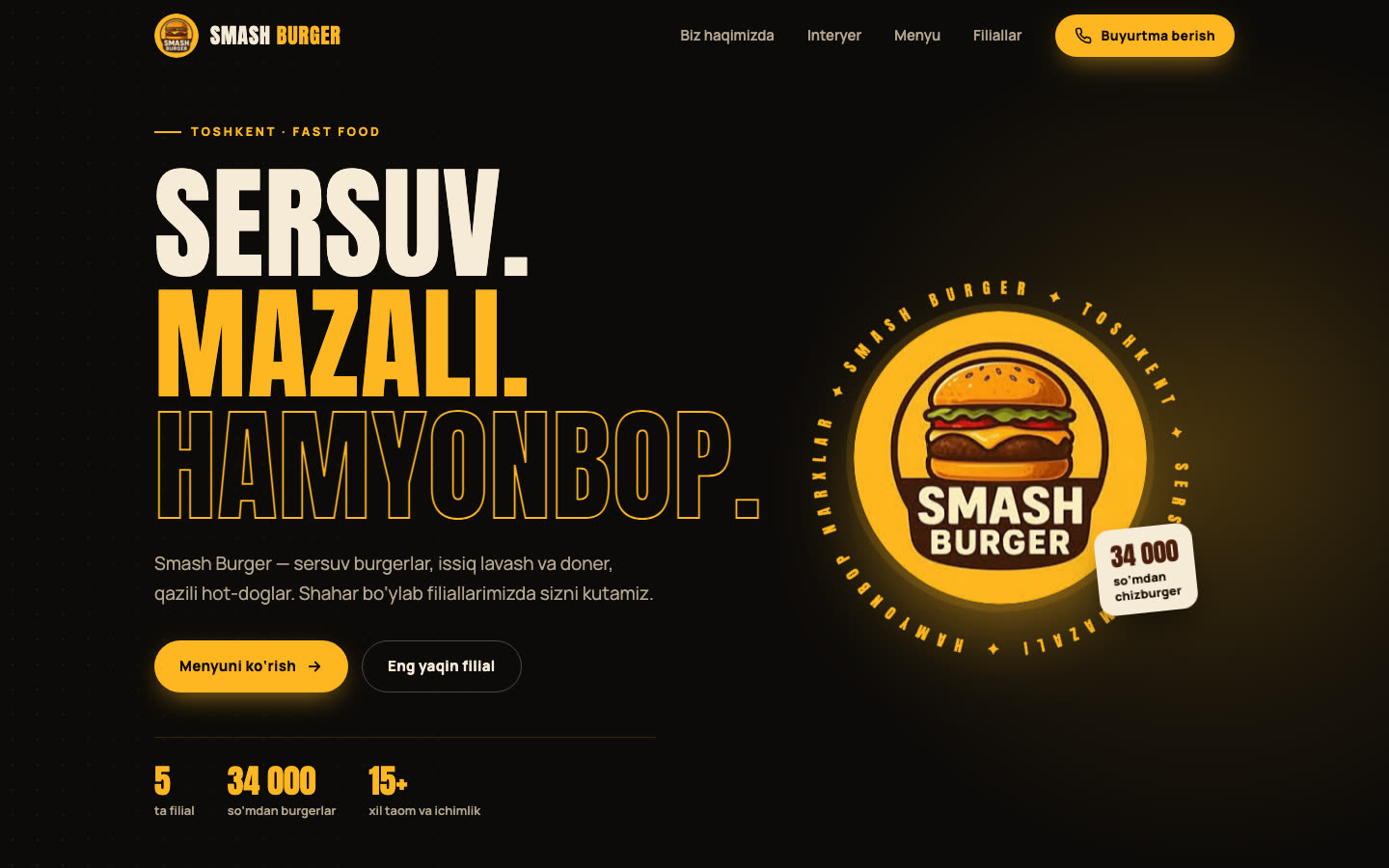 Kursda qurilgan Smash Burger sayti